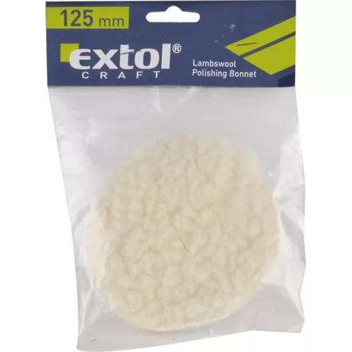 EXTOL 10624 Polírkorong, fehér, báránybőr (gyapjú); 125 mm, 407201, 8894201 és 8894202 excenter csiszolókhoz