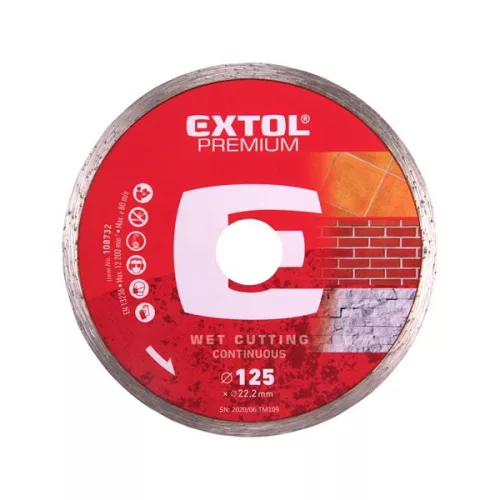 EXTOL 108732 Gyémántvágó csempevágáshoz (sima), vizes vágásra; 125×2×22,2mm, max.12.250 ford/perc