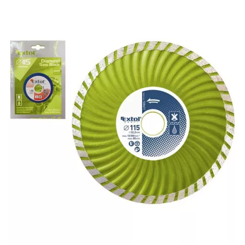 EXTOL 108851 Gyémántvágó TURBO; 115×2,2×22,2mm, max.13.200 ford/perc