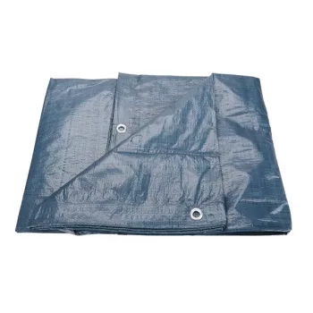   EXTOL 16128 Takaróponyva, vízálló, de nem UV álló; 100g/nm, 6×10m névleges méret, valós méret:  5,8×9,8 m,PE, lefűző lyukakkal
