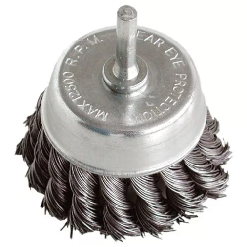 EXTOL 17040 Drótcsiszoló fazékkefe, 75mm, O 6mm-es csap, fúróba fogható, sodrott erős, max. 4500 ford/perc