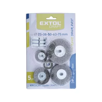   EXTOL 1830 Drótcsiszoló körkefe készlet; 6mm-es csap, 25-38-50-63-75mm