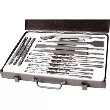   EXTOL 23952 Betonfúró és véső klt. SDS PLUS; 14db, 5/110mm, 6,8,10/160mm, 8,10,12/210mm, 10,12,14/260mm, lapos 20,40, hegyes, horony