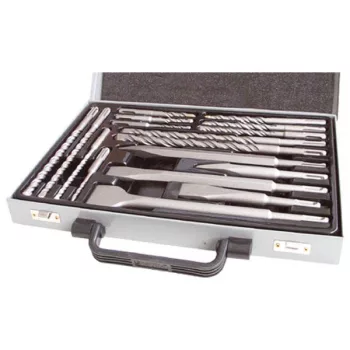   EXTOL 23953 Betonfúró és véső klt. SDS PLUS; 17db, 5, 6, 8,10/110mm, 6,8,10,12/160mm, 8,10/210mm, 12,14/260mm, vésők lapos, hegyes