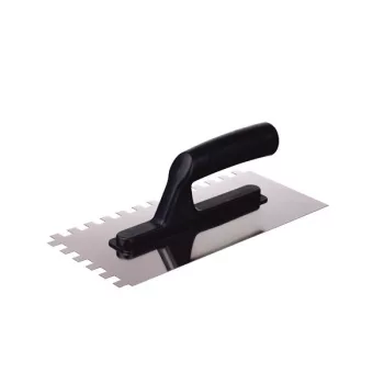   EXTOL 3385167 Glettelőkanál 270×128×80mm rozsdamentes csempéző 8×8mm, műanyag nyél