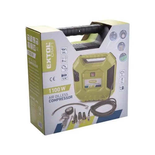 EXTOL 418102 Olajmentes légkompresszor, 1100W, 8 bar, beszívott levegő: 180l/min