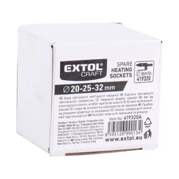   EXTOL 419320A Cserélhető fűtőfej klt., 3 db 20-25-32 mm, 419320 műanyagcső hegesztő géphez