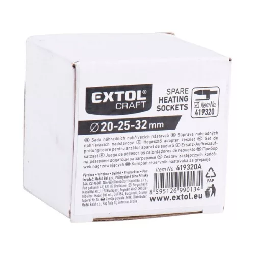 EXTOL 419320A Cserélhető fűtőfej klt., 3 db 20-25-32 mm, 419320 műanyagcső hegesztő géphez