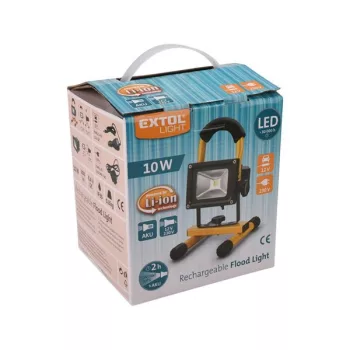   EXTOL 43122 Hordozható LED lámpa (reflektor), 10W, 800 lm; IP65, Li-ion akkus tölthető