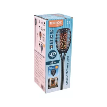   EXTOL 43132 Éjszakai, kerti LED lámpa, lángoló fáklya hatás, 1W; 35 Lm, napelem+szenzor, Ni-Mh akku, 800mAh, kerti, leszúrható, 79cm
