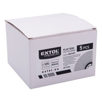   EXTOL 8803389 Polírozó filc, sima korong, INOX, acél és ALU munkadarabok polírozására 125×15mm (darabáras, de csak ötösével rendelhető