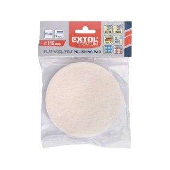   EXTOL 8803596 Polírkorong, gyapjú/filc keverék, fehér; 115 mm, 7 mm vastag, tépőzáras