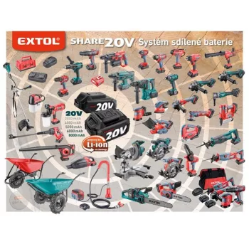   EXTOL 8891900 Akkus fűszegélynyíró gép Share20V, 1db 2000 mAh Li-ion akku, 1db töltő