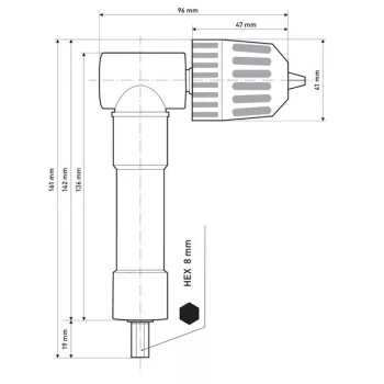   EXTOL 8898012 Gyorstokmány, L-alakú, befogás: 0,8-10mm, csatlakozás 3/8", 24UNF (sarokfúró adapter)