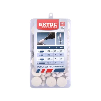   EXTOL 903760 Mini polírozó klt. 3,2 mm befogás, 120 db, 3 féle fejforma, gyapjú filc