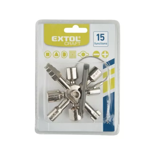 EXTOL 916299 Kapcsolószekrény kulcs (vezérlőszekrény kulcs / univerzális keresztkulcs), 15 funkciós