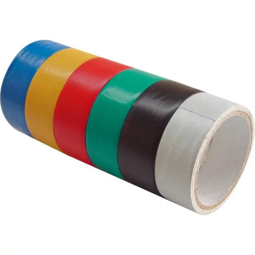 EXTOL 9550 Szigetelő szalag, 6db-os, színes;  19mm×18m×0,13mm (3m×6db)
