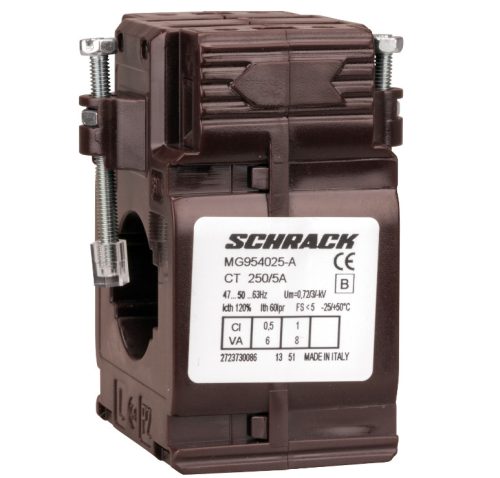 SCHRACK-MG954025A Felfűzhető áramváltó 250A/5A, 30x10mm sínhez