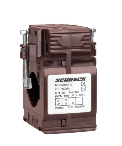 SCHRACK-MG954050A Felfűzhető áramváltó 500A/5A, 30x10mm sínhez