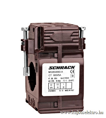 SCHRACK-MG954060A Felfűzhető áramváltó 600A/5A, 30x10mm sínhez