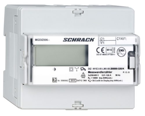 SCHRACK-MGDIZ006 3f fogyasztásmérő, x/5A(6A), impulzuskimenet, 1 tarifás, MID