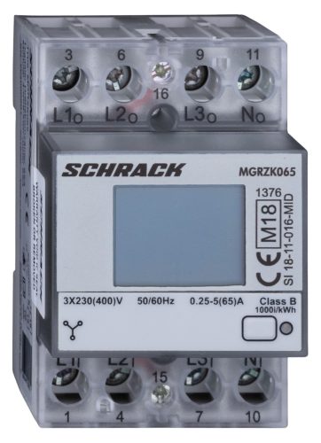 SCHRACK-MGRZK065 3f fogyasztásmérő, 65A, 3KE, MID