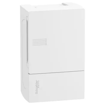   SCHNEIDER MIP12104 - RESI9 MP Kiselosztó, teli ajtó, falon kívüli, 1x4 modul, PEN sín, fehér