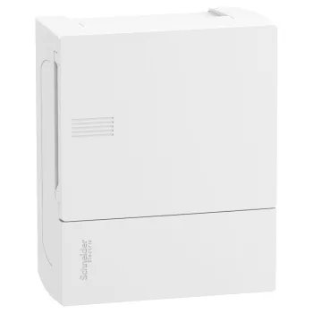   SCHNEIDER MIP12106 - RESI9 MP Kiselosztó, teli ajtó, falon kívüli, 1x6 modul, PEN sín, fehér