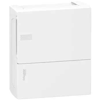   SCHNEIDER MIP12108 - RESI9 MP Kiselosztó, teli ajtó, falon kívüli, 1x8 modul, PEN sín, fehér