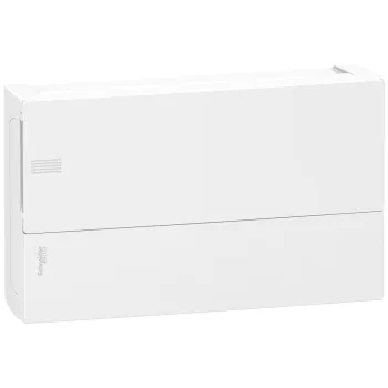   SCHNEIDER MIP12118 - RESI9 MP Kiselosztó, teli ajtó, falon kívüli, 1x18 modul, PEN sín, fehér