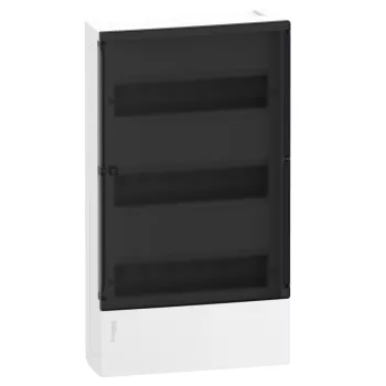   SCHNEIDER MIP12312S - RESI9 MP Kiselosztó, füstszínű átlátszó ajtó, falon kívüli, 3x12 modul, PEN sín, fehér
