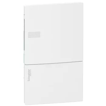   SCHNEIDER MIP22104 - RESI9 MP Kiselosztó, teli ajtó, süllyesztett, 1x4 modul, PEN sín, komplett, fehér