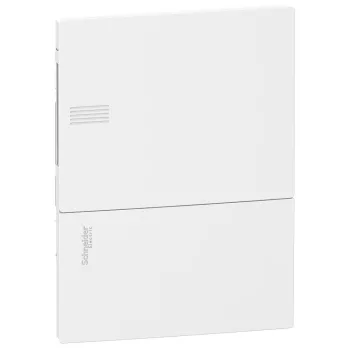   SCHNEIDER MIP22106 - RESI9 MP Kiselosztó, teli ajtó, süllyesztett, 1x6 modul, PEN sín, komplett, fehér