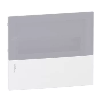   SCHNEIDER MIP22112T - RESI9 MP Kiselosztó, tejüveg hatású átlátszó ajtó, süllyesztett, 1x12 modul, PEN sín, komplett, fehér