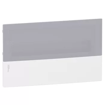  SCHNEIDER MIP22118T - RESI9 MP Kiselosztó, tejüveg hatású átlátszó ajtó, süllyesztett, 1x18 modul, PEN sín, komplett, fehér