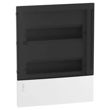   SCHNEIDER MIP22212S - RESI9 MP Kiselosztó, füstszínű átlátszó ajtó, süllyesztett, 2x12 modul, PEN sín, komplett, fehér