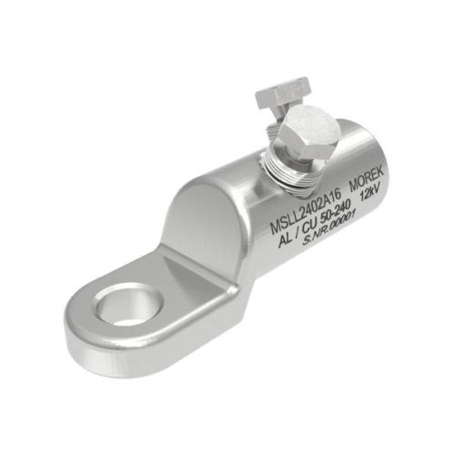 MOREK - Kábelsaru, szakadófejes, MSLL240, M16 - Szakadófejes kábelsaru, Al/Cu 50-240mm2, 12kV, 2xAl csavar M16 - HD Hungária - MSLL2402A16