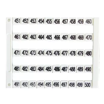   IMO - SK MT5-451-500 - Sorkapocs jelölő címke 5x5 mm, fehér,451-500 nyomtatott - HD Hungária - MT5-451-500