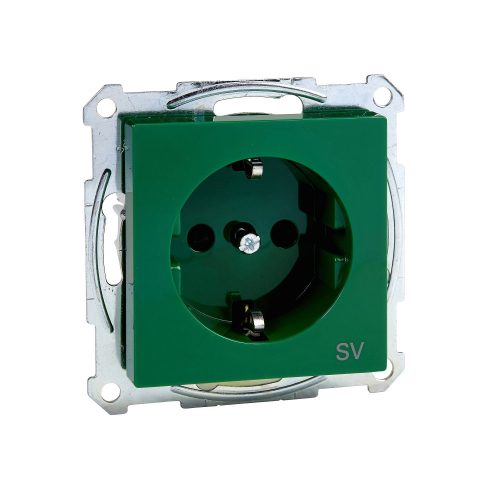 SCHNEIDER MTN2300-0306 - MERTEN 2P+F csatlakozóaljzat, biztonsági zsaluval, rugós bekötés, 16A, System-M, piros