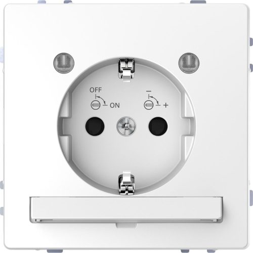SCHNEIDER MTN2304-6035 - MERTEN 2P+F csatlakozóaljzat, biztonsági zsaluval, LED világítással, rugós bekötés, 16A, D-Life, lótuszfehér