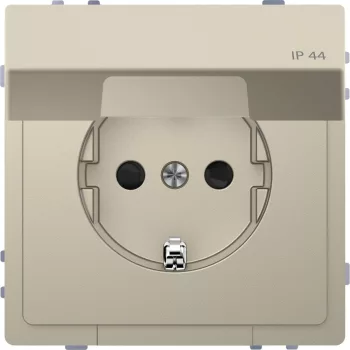   SCHNEIDER MTN2314-6033 - MERTEN 2P+F csatlakozóaljzat, biztonsági zsaluval, csapófedéllel, rugós, 16A, IP44, System-D, szahara