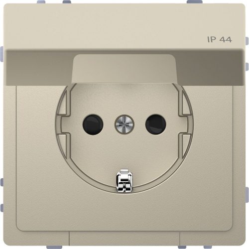SCHNEIDER MTN2314-6033 - MERTEN 2P+F csatlakozóaljzat, biztonsági zsaluval, csapófedéllel, rugós, 16A, IP44, System-D, szahara
