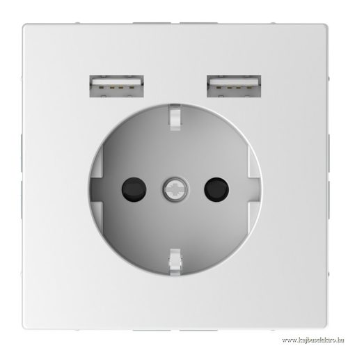 SCHNEIDER MTN2366-6035 - MERTEN 2P+F aljzat, dupla USB töltővel, 16A/2.4A, D-Life, lótuszfehér