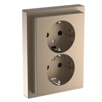   SCHNEIDER MTN2420-6533 - MERTEN 2x2P+F csatlakozóaljzat, biztonsági zsaluval, rugós, 16A, kerettel, System-D, szahara