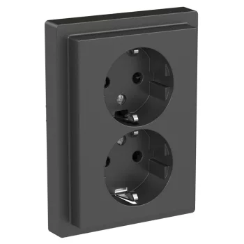  SCHNEIDER MTN2420-6534 - MERTEN 2x2P+F csatlakozóaljzat, biztonsági zsaluval, rugós, 16A, kerettel, System-D, antracit