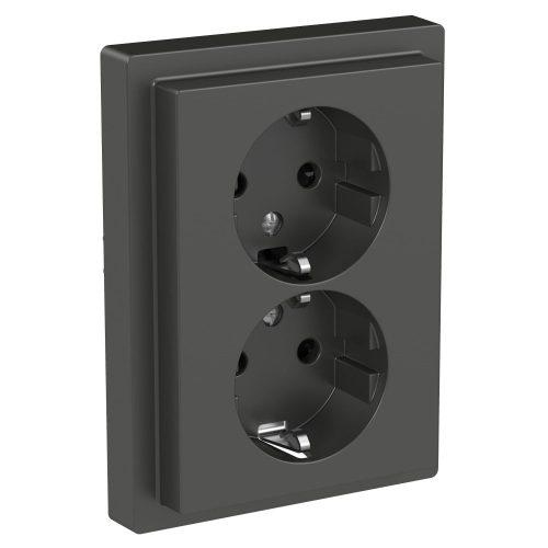 SCHNEIDER MTN2420-6534 - MERTEN 2x2P+F csatlakozóaljzat, biztonsági zsaluval, rugós, 16A, kerettel, System-D, antracit