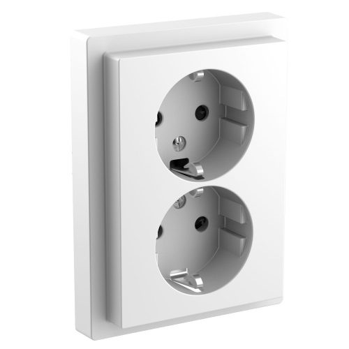 SCHNEIDER MTN2420-6535 - MERTEN 2x2P+F csatlakozóaljzat, biztonsági zsaluval, rugós, 16A, kerettel, System-D, lótuszfehér