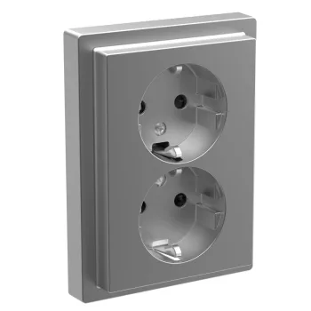   SCHNEIDER MTN2420-6536 - MERTEN 2x2P+F csatlakozóaljzat, biztonsági zsaluval, rugós, 16A, kerettel, System-D, acél