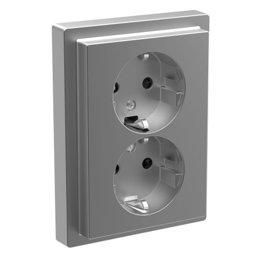 SCHNEIDER MTN2420-6536 - MERTEN 2x2P+F csatlakozóaljzat, biztonsági zsaluval, rugós, 16A, kerettel, System-D, acél