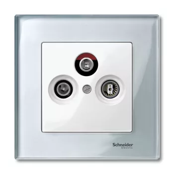   SCHNEIDER MTN296719 - MERTEN Fedlap, 3 kimenetes antenna csatlakozóhoz, System-M, polárfehér